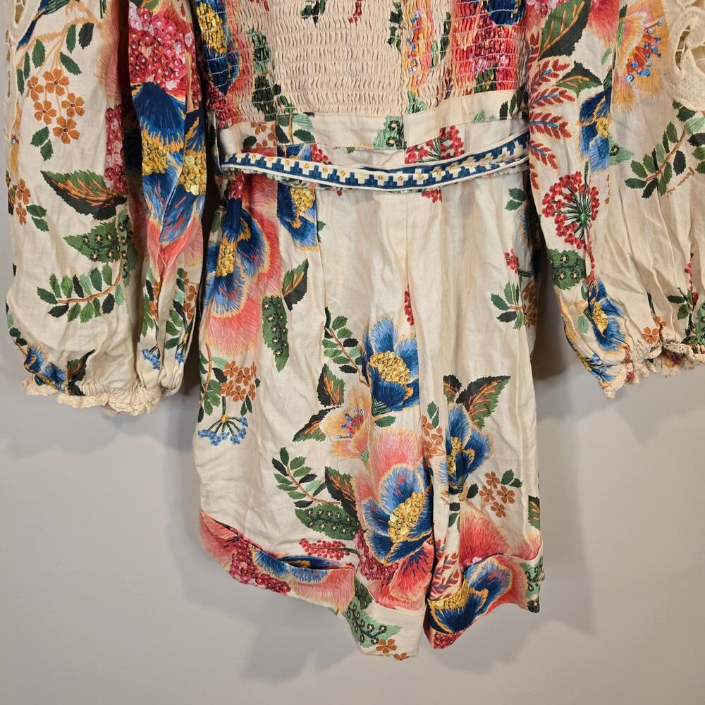 NEW NWT Women's Farm Rio Delicate Garden Sand Romper | Size Small - Picture 8 of 14
